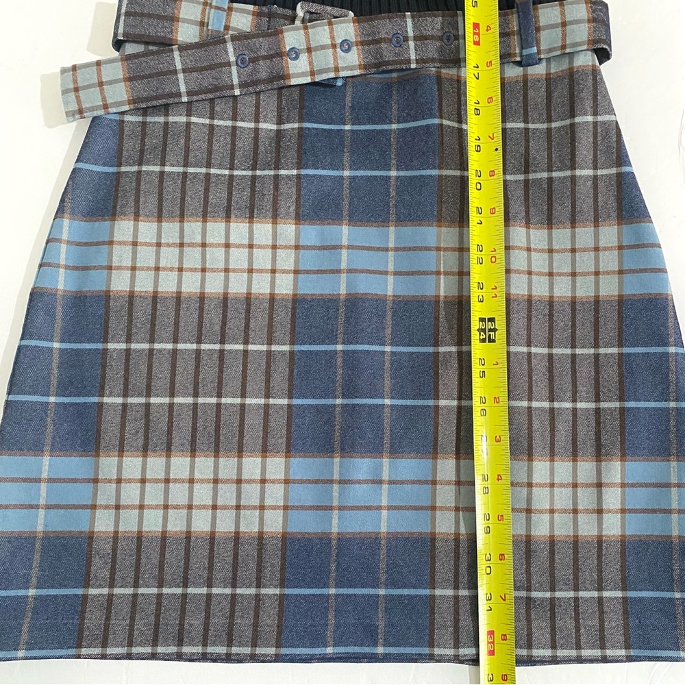 STAUD Patsy Wool Knit Plaid Mini Dress 70s Retro Like New Altered Length - Picture 12 of 16